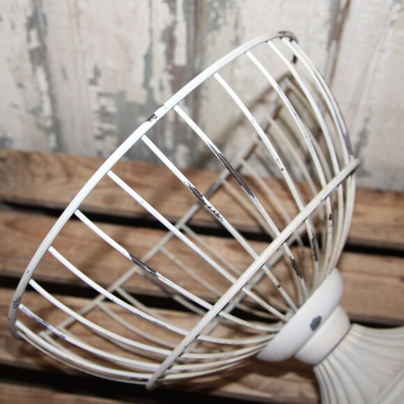 Large Taupe Beige Chippy Distressed Wrought Iron Pedestal Decor Dish Bowl - Picture 6 of 6